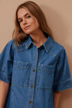Ceres Life Ava Short Sleeve Yoke Detail Mini Dress