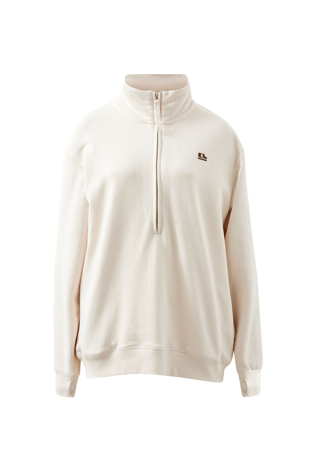 Lonny Oversized Half Zip Sweater in Buff
