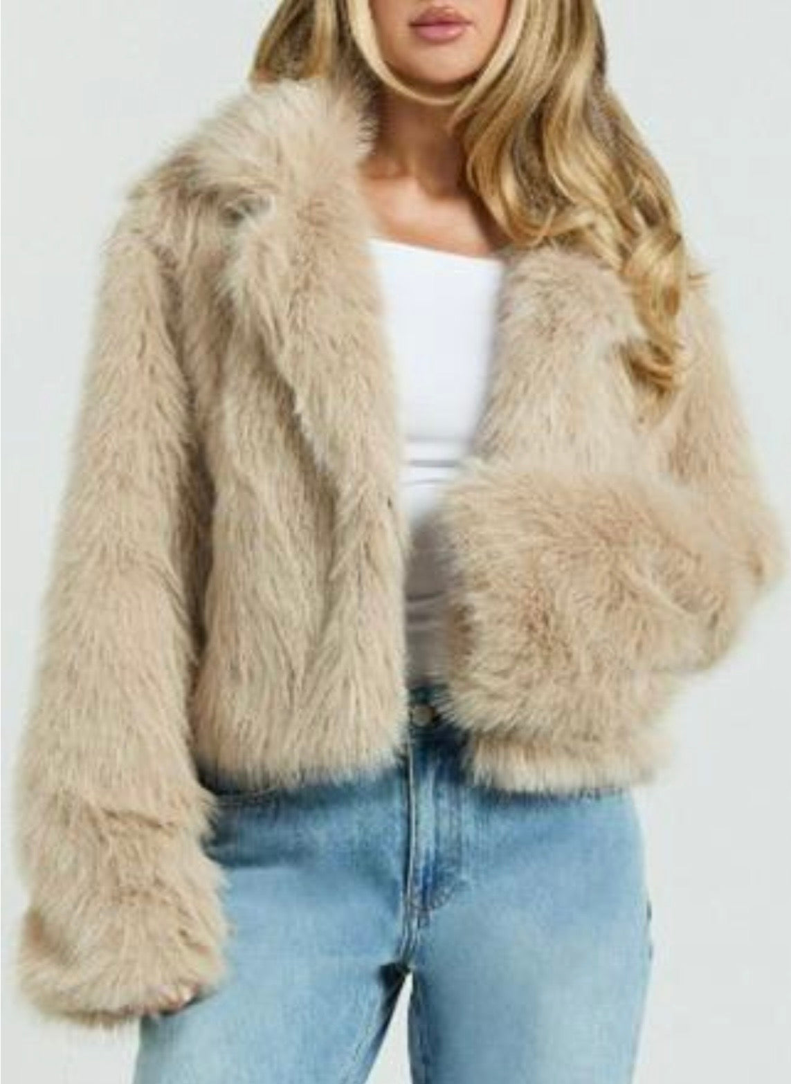Margot Fur Jacket in Beige