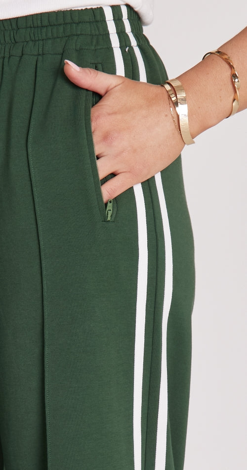 Feather + Noise Cropped Green Stripe Noah Pants