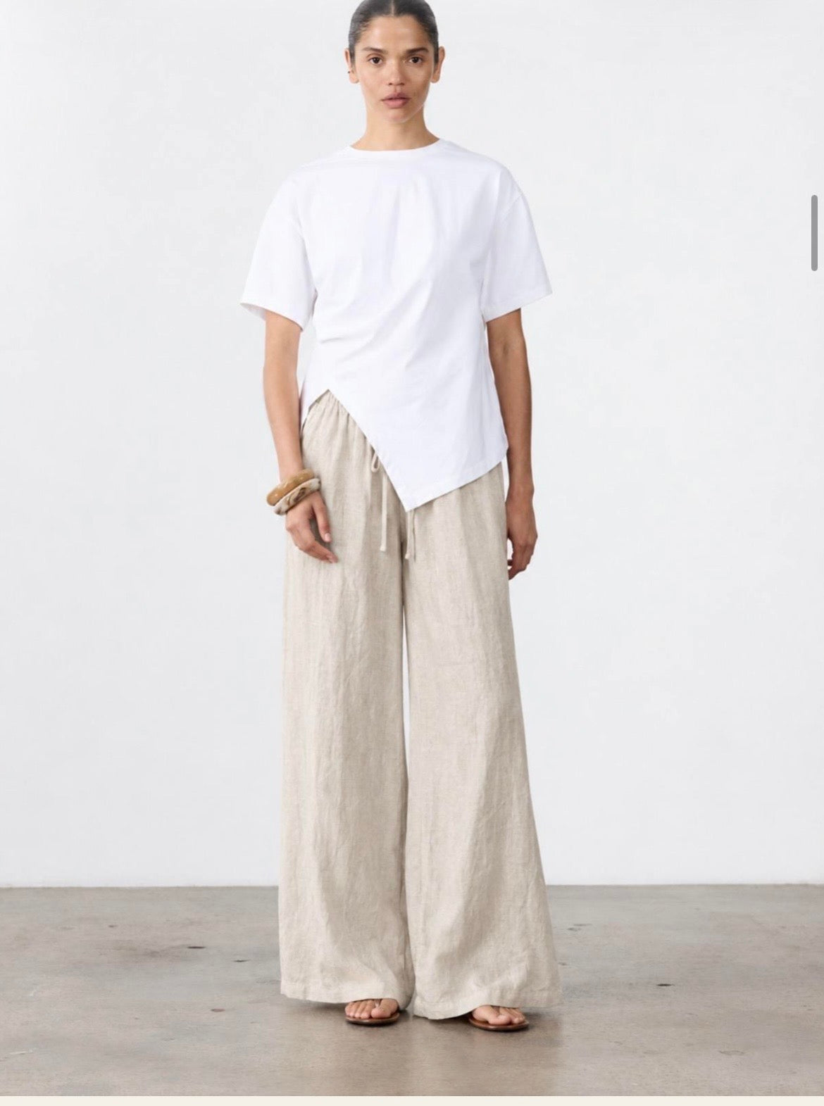 Ruched Jersey Tee in White