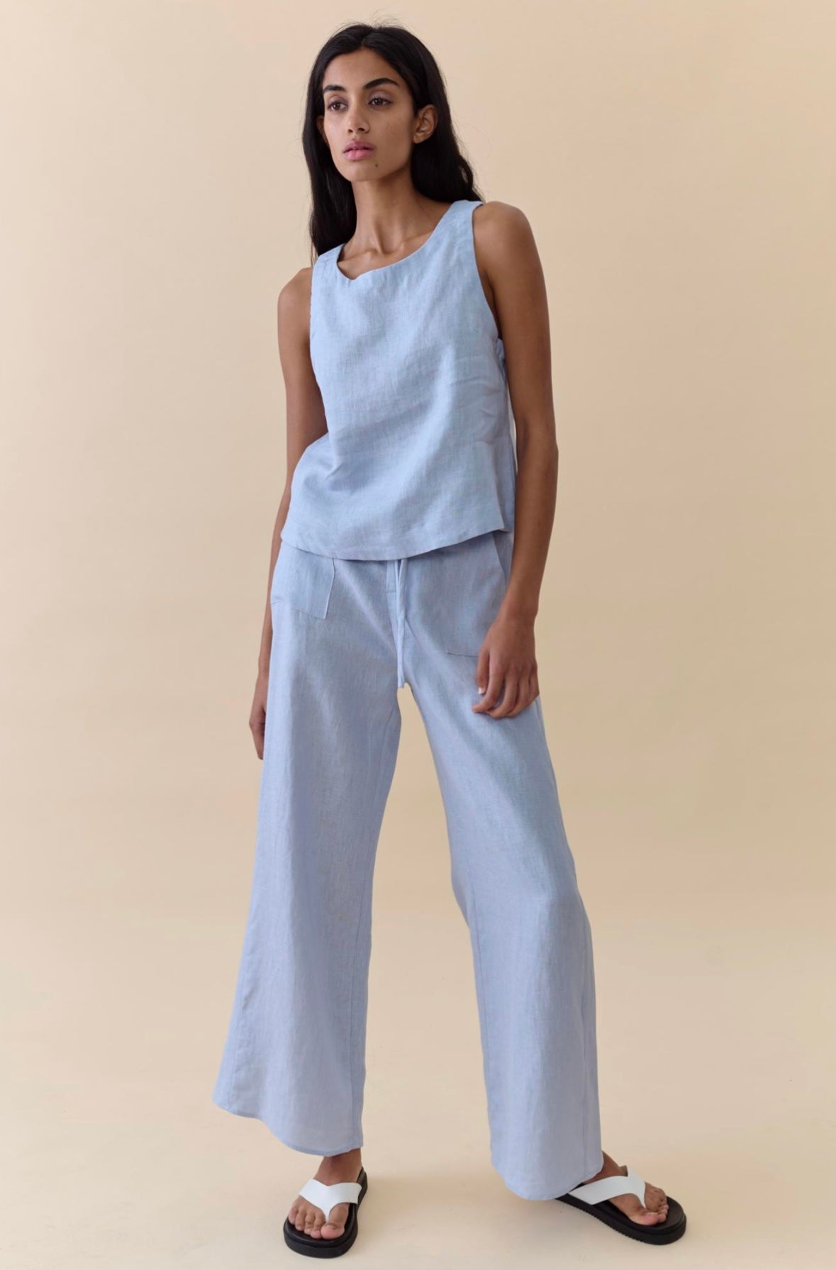 Little Lies Jude Linen Top in Blue