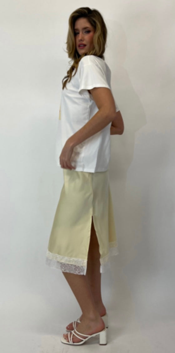 Lillie Lemon Lace Trim Skirt