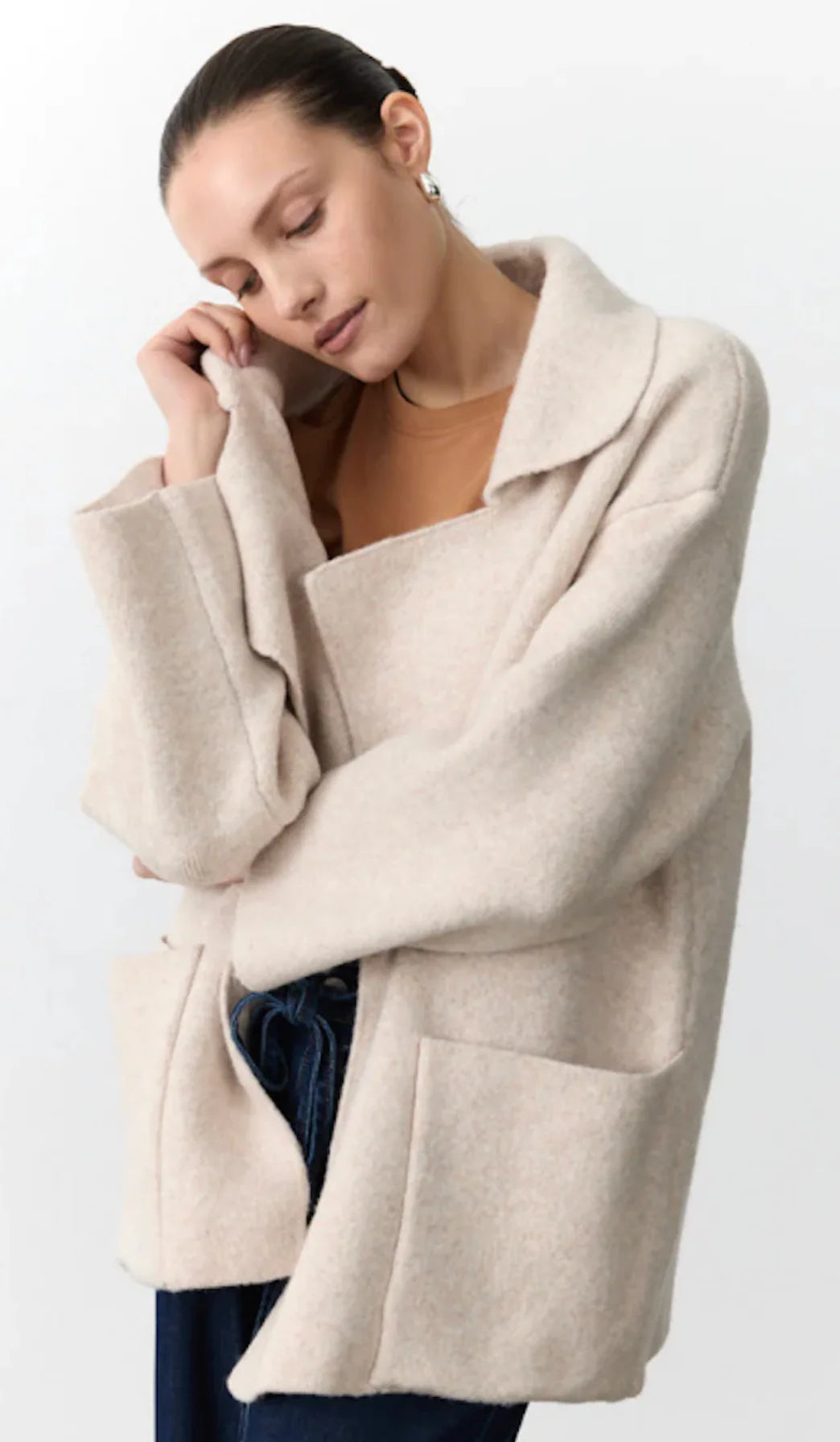 Mahalia Coatigan in Oatmeal Beige