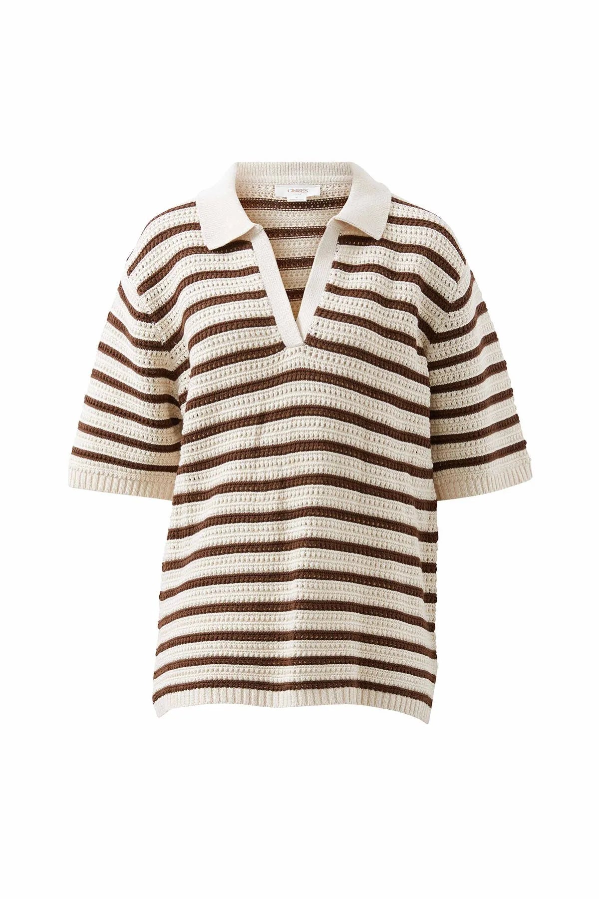 Ceres Life Molly Textured Stripe Short Sleeve Knit Tunic