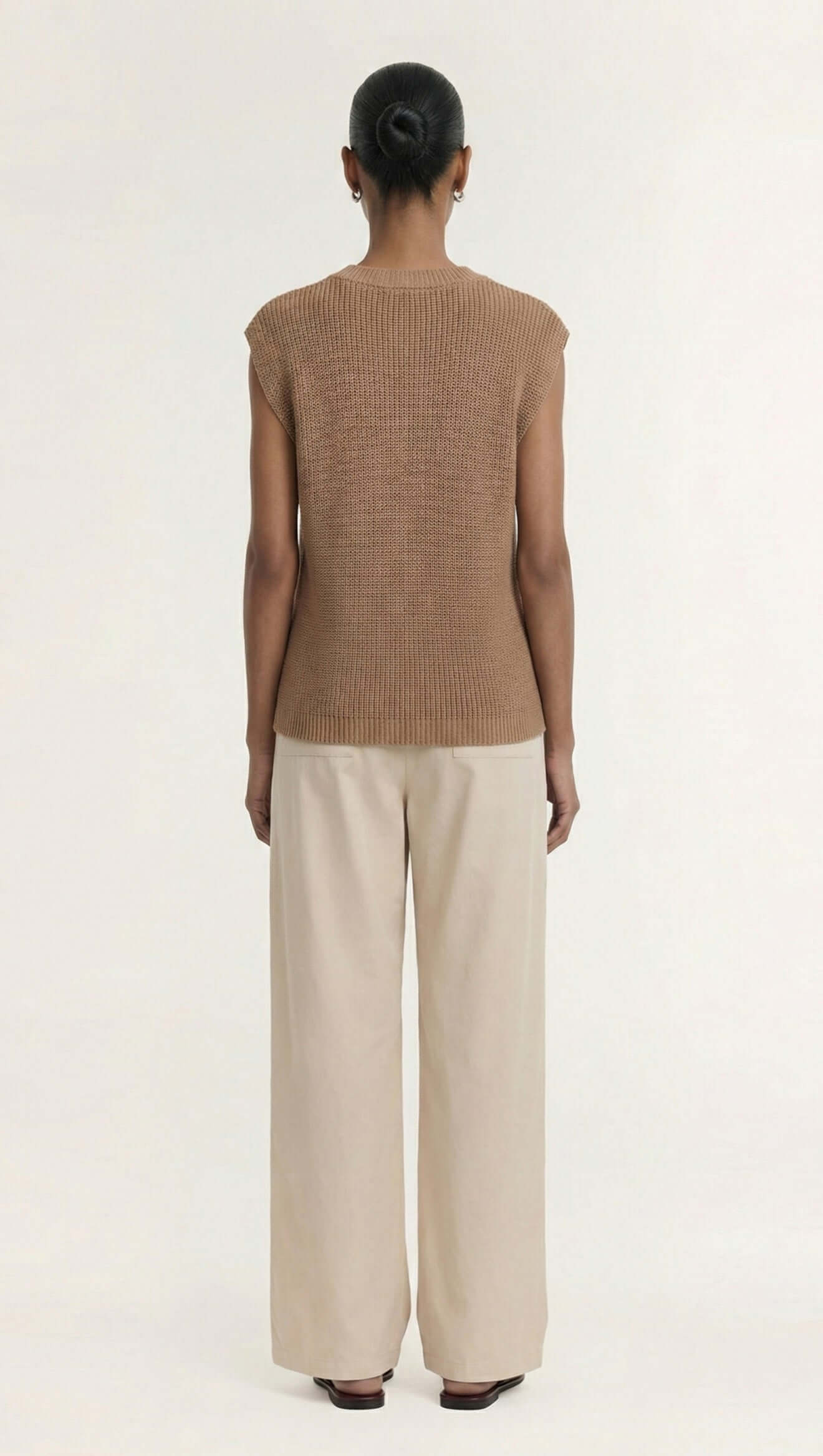 Ellis Taupe Cotton Blend nit Tank Top
