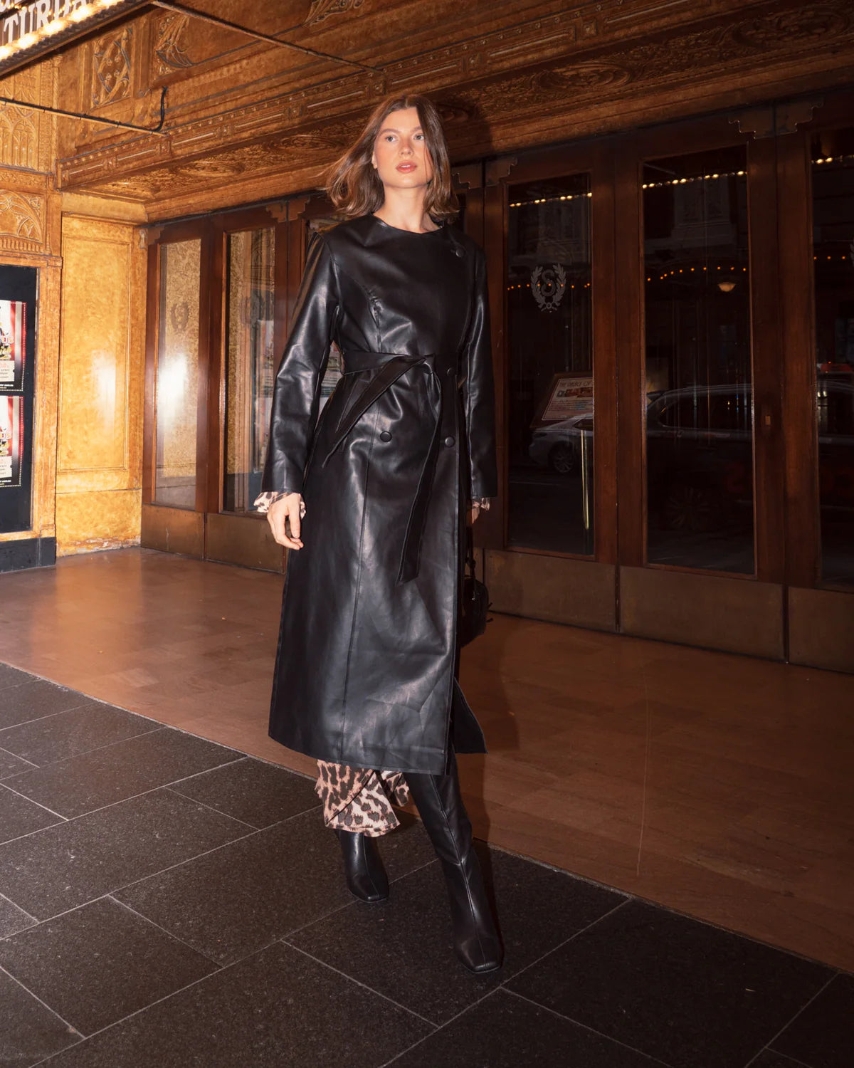 Debbie Faux Leather Trench Coat