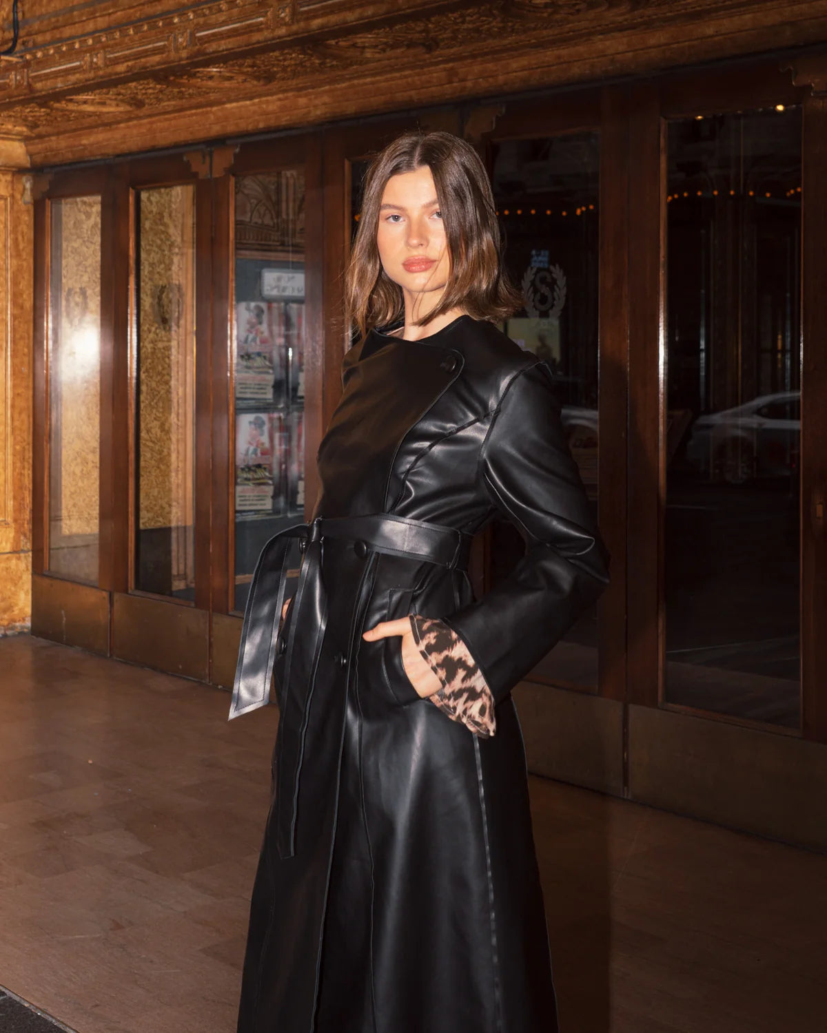 Debbie Faux Leather Trench Coat