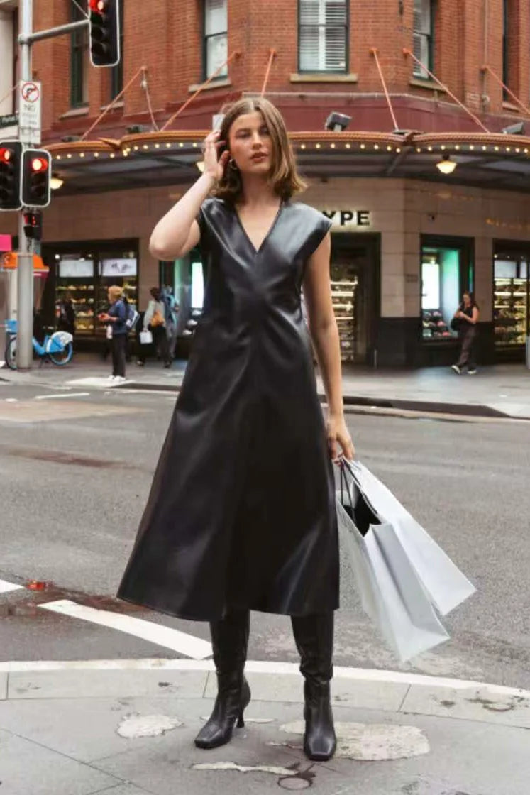 Diana Faux Leather Dress