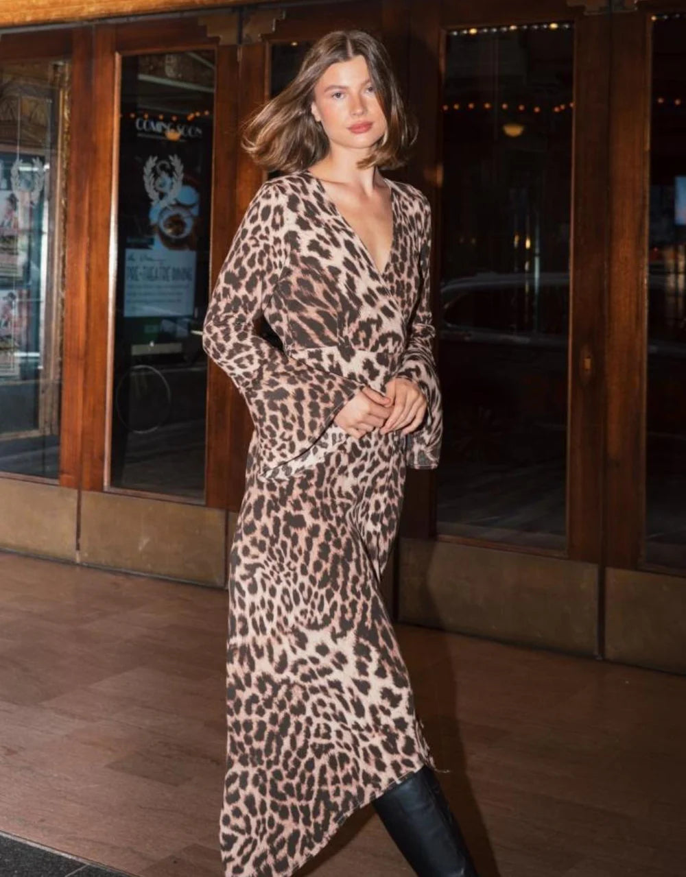 Savannah Faux Wrap Leopard Dress