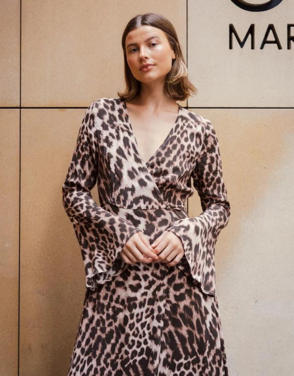 Savannah Faux Wrap Leopard Dress