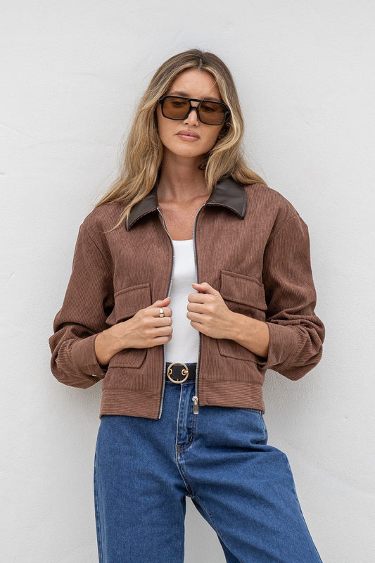 Cindy Cord Jacket - Chocolate