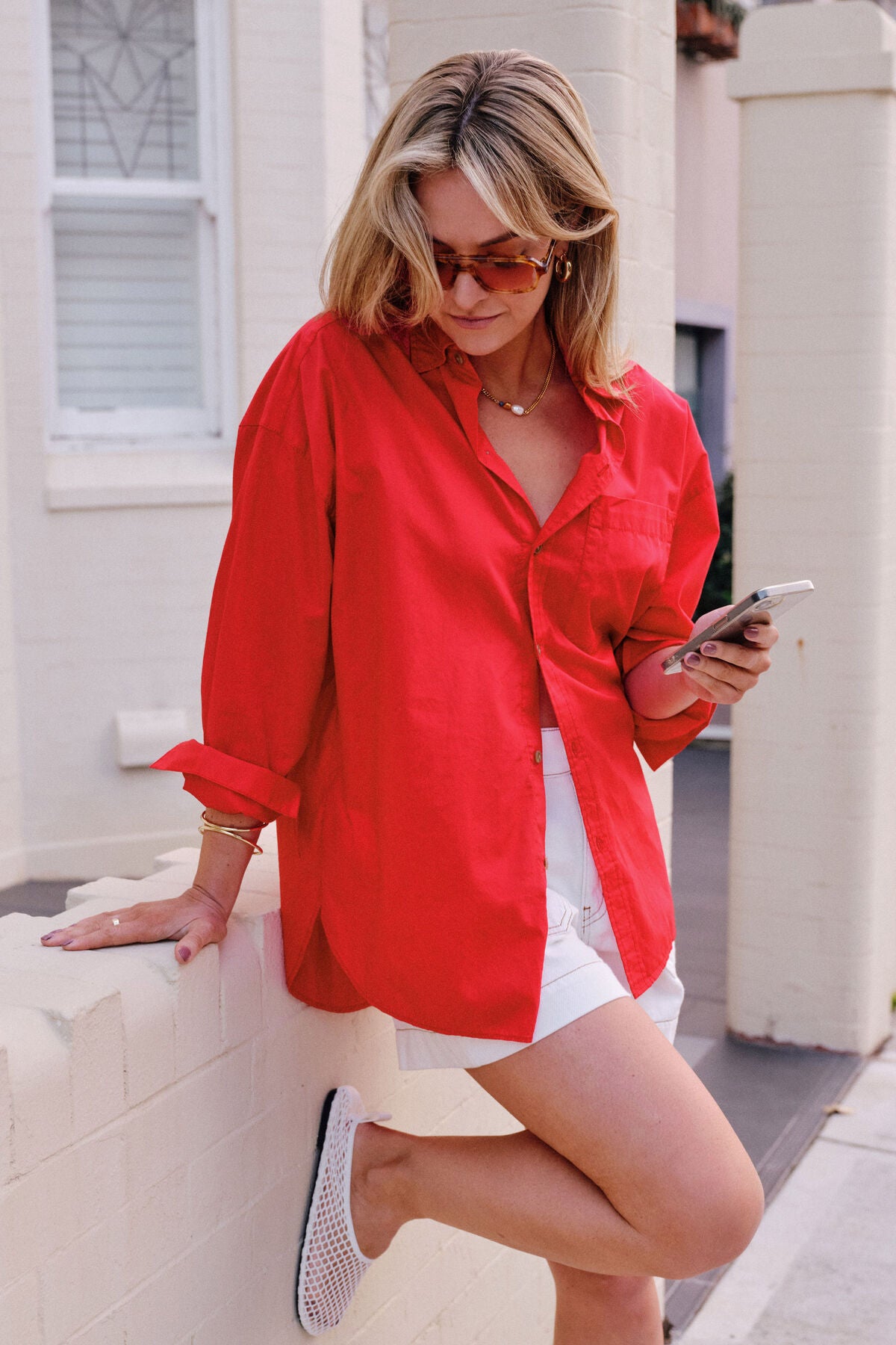 Peta Oversized Shirt in Heritage Red