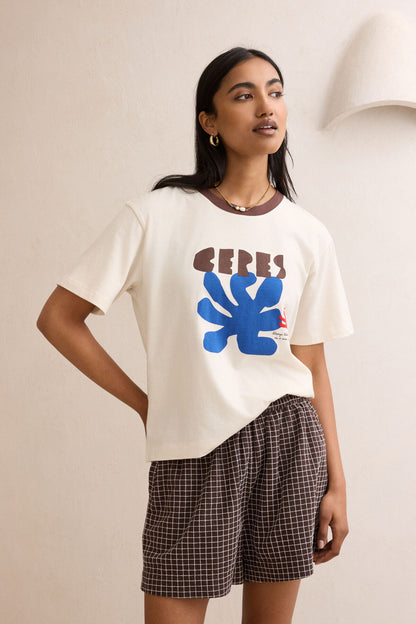Stevie Slouchy Tee inBuff/Ceres Afternoon Print