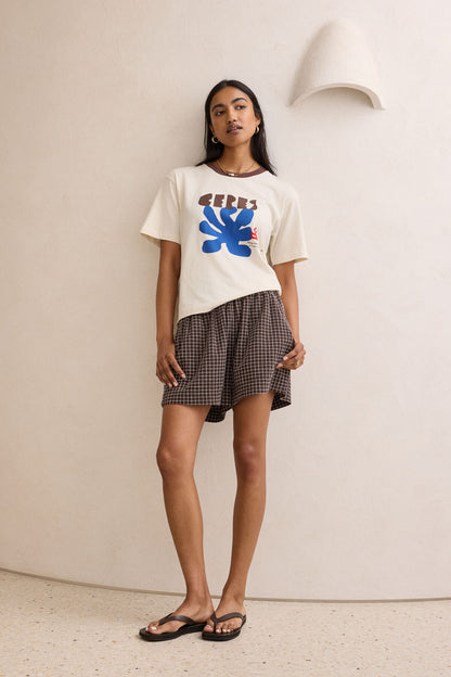 Stevie Slouchy Tee inBuff/Ceres Afternoon Print