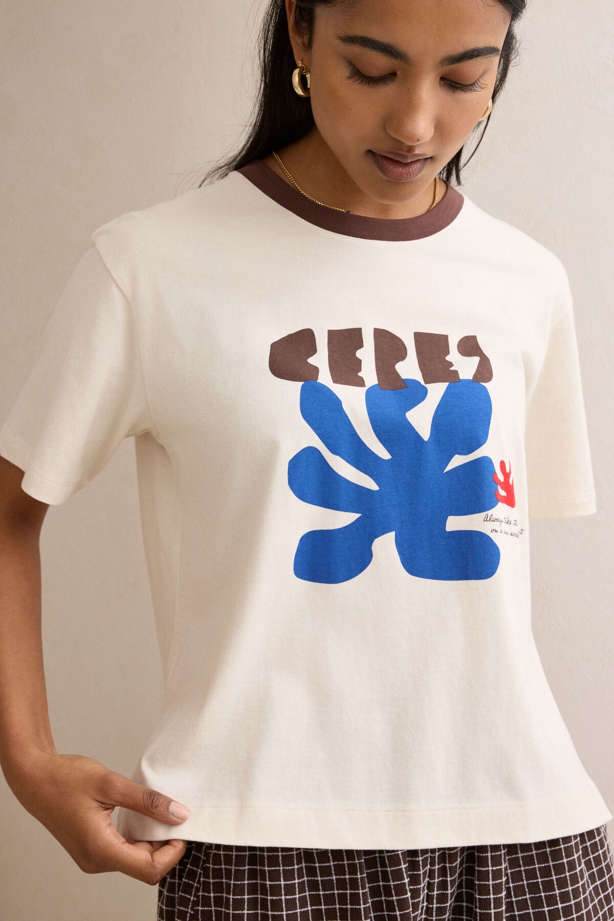 Stevie Slouchy Tee inBuff/Ceres Afternoon Print