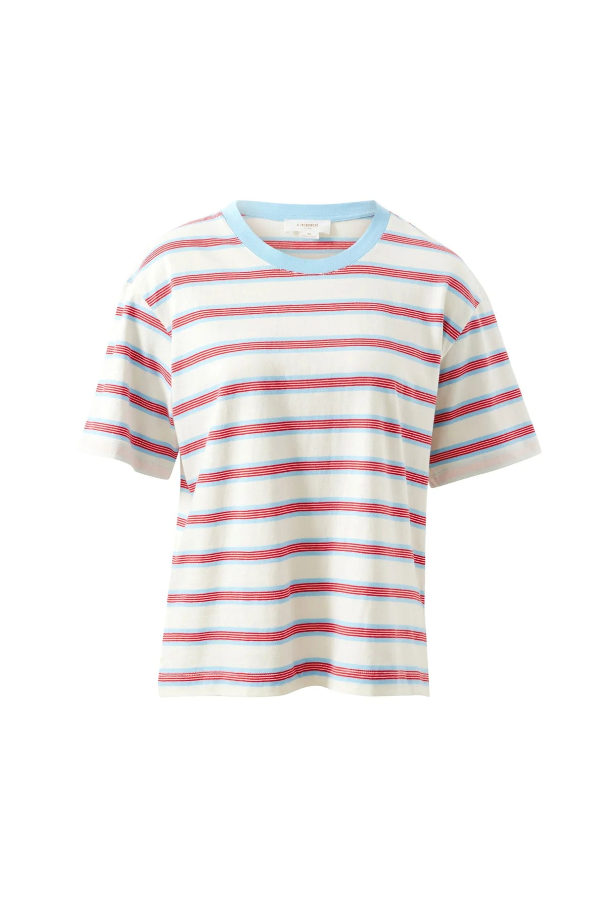 Stevie Slouchy Tee in Milk, Fresh Blue and Red Stripe