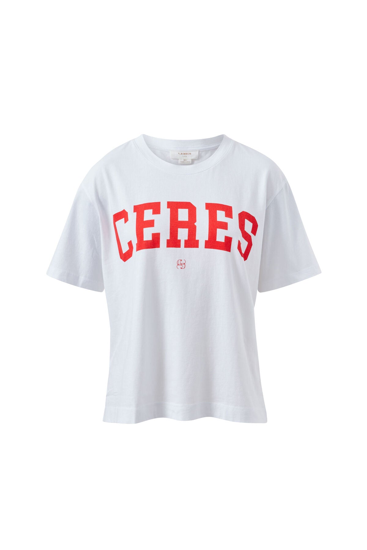 Stevie Slouchy Tee in White Chili / Red Varsity