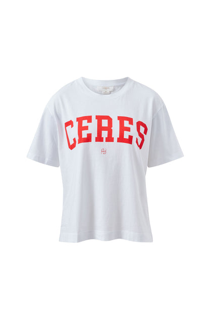 Stevie Slouchy Tee in White Chili / Red Varsity