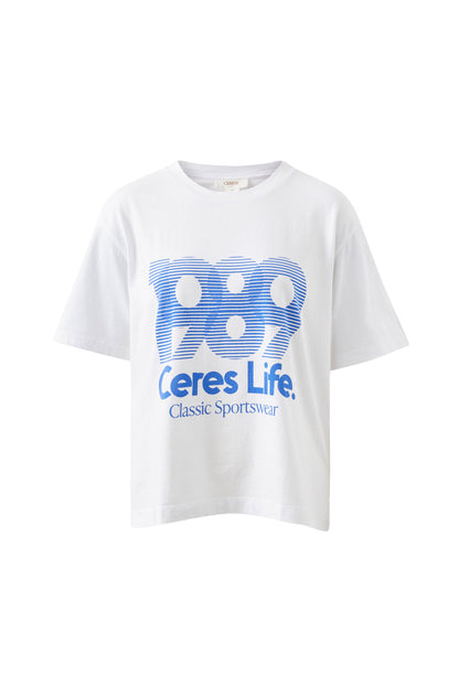 Ceres life Stevie Slouchy Tee in White/80's Sport