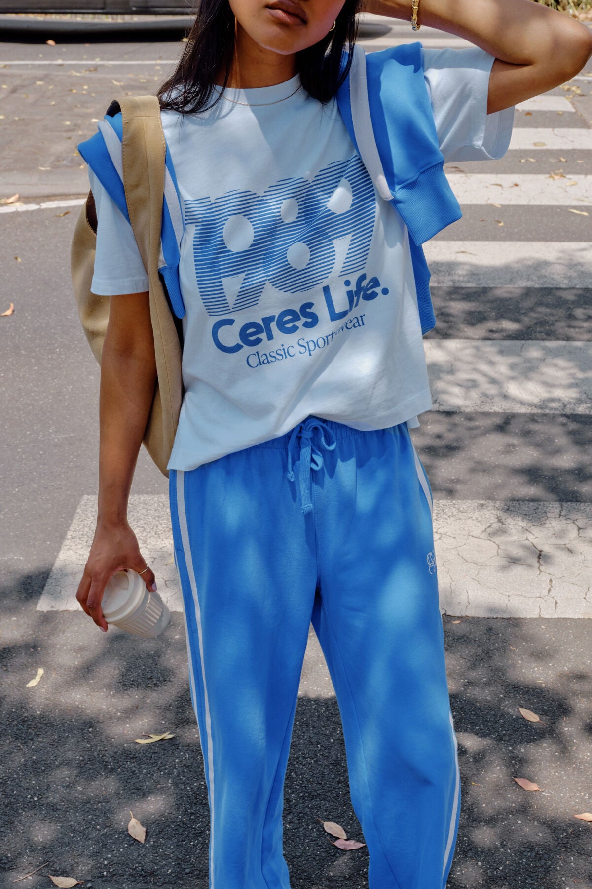 Ceres life Stevie Slouchy Tee in White/80's Sport