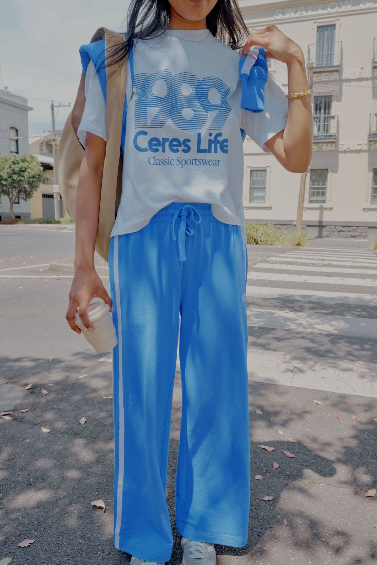 Ceres life Stevie Slouchy Tee in White/80's Sport