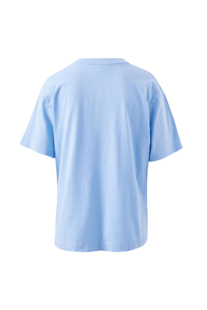Stevie Slouchy Tee in Powder Blue/Chocolate Varsity