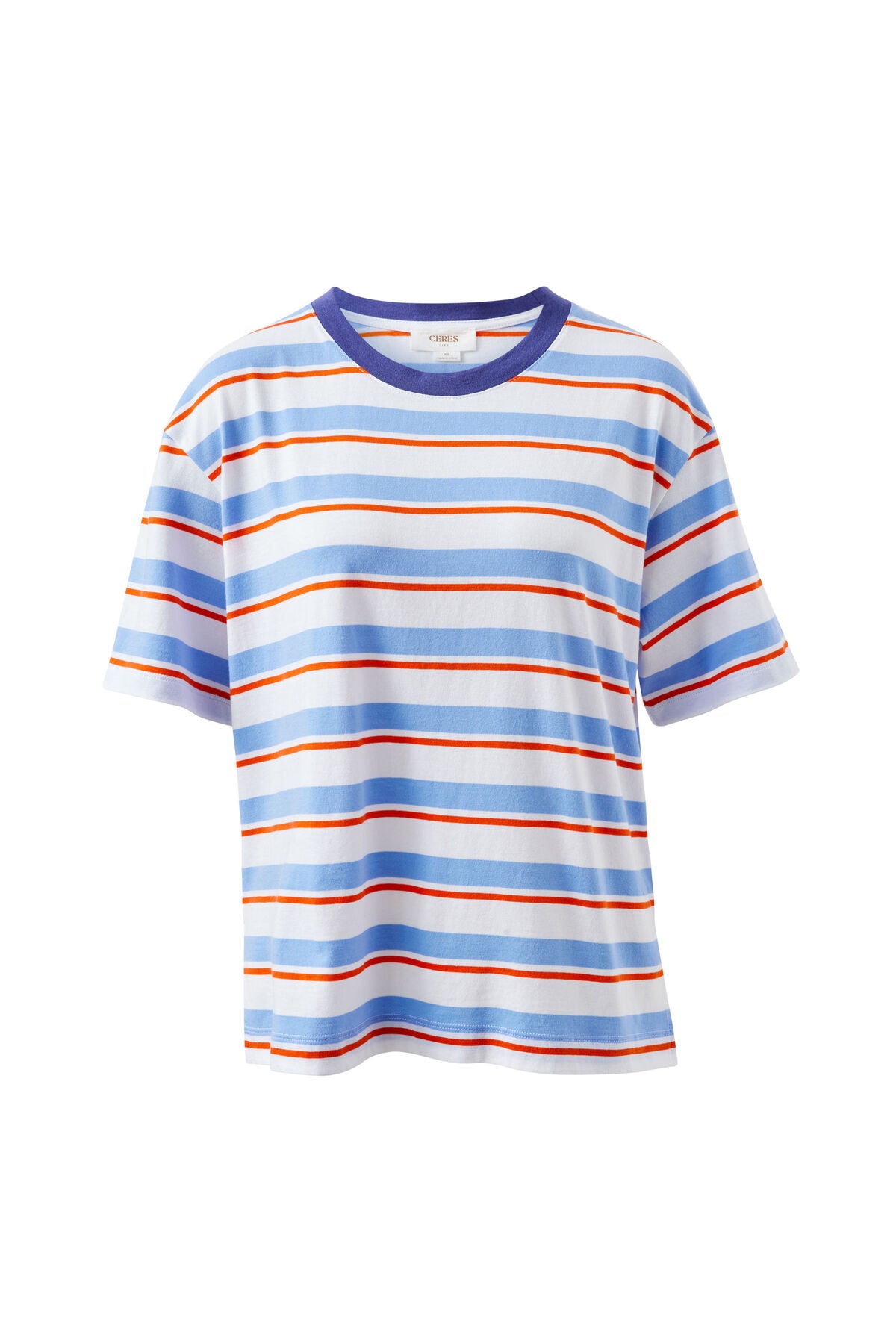 Stevie Slouchy Tee in Sky Blue Flame Stripe by Ceres Life