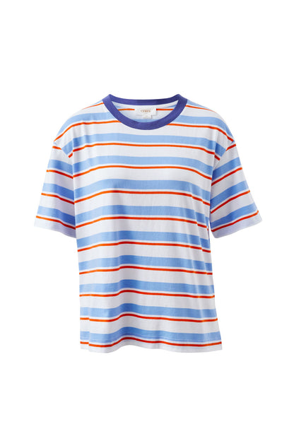 Stevie Slouchy Tee in Sky Blue Flame Stripe by Ceres Life