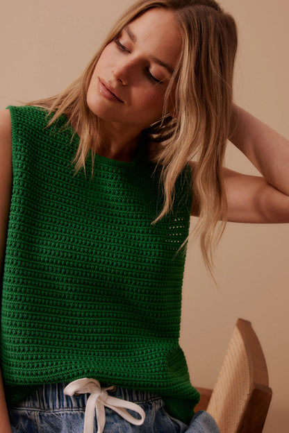 Ceres Life Margot Mesh Tank in Kelly Green