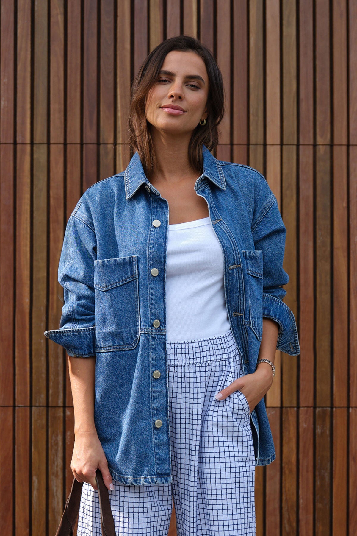 Bobbi Side Pocket Denim Shacket in Indigo