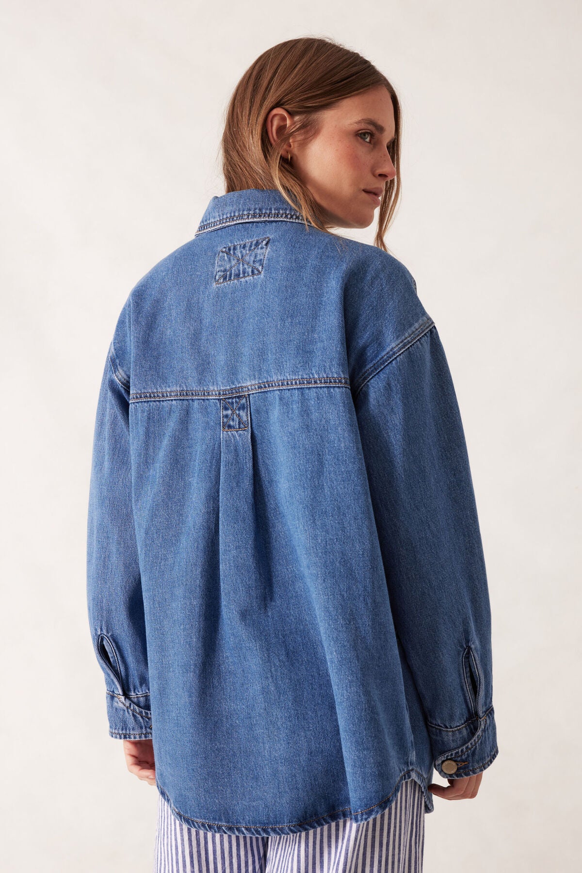 Bobbi Side Pocket Denim Shacket in Indigo