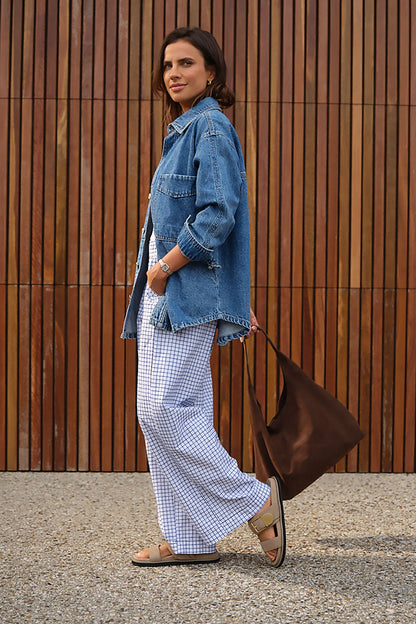 Bobbi Side Pocket Denim Shacket in Indigo