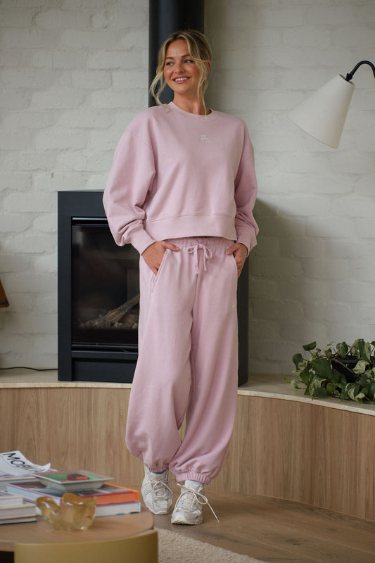 Ceres Life Barrel Leg Tracksuit Pants in Blush