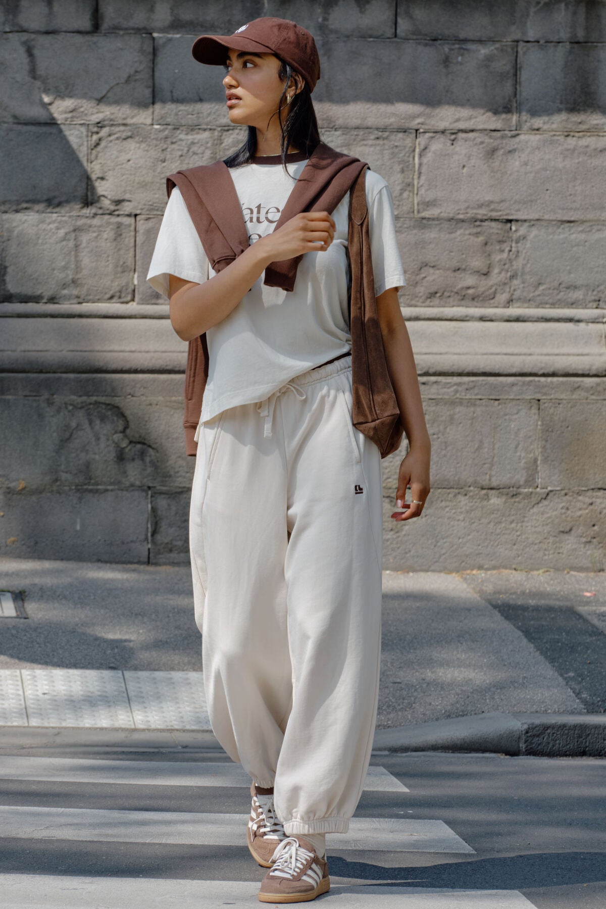 Bowie Tracksuit Pants in Buff Contrast Chocolate Bind