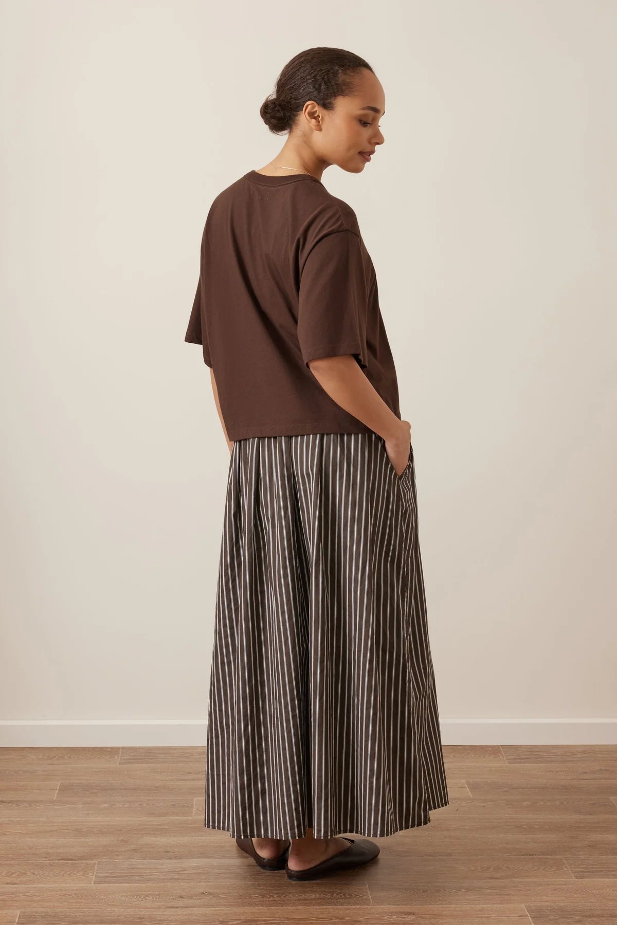 Florence Skirt in Chocolate White Stripe