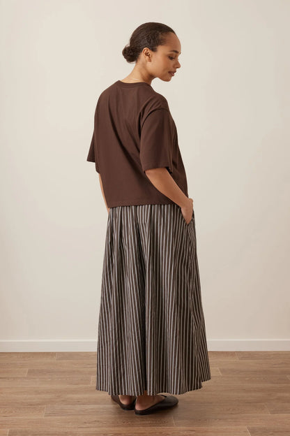 Florence Skirt in Chocolate White Stripe