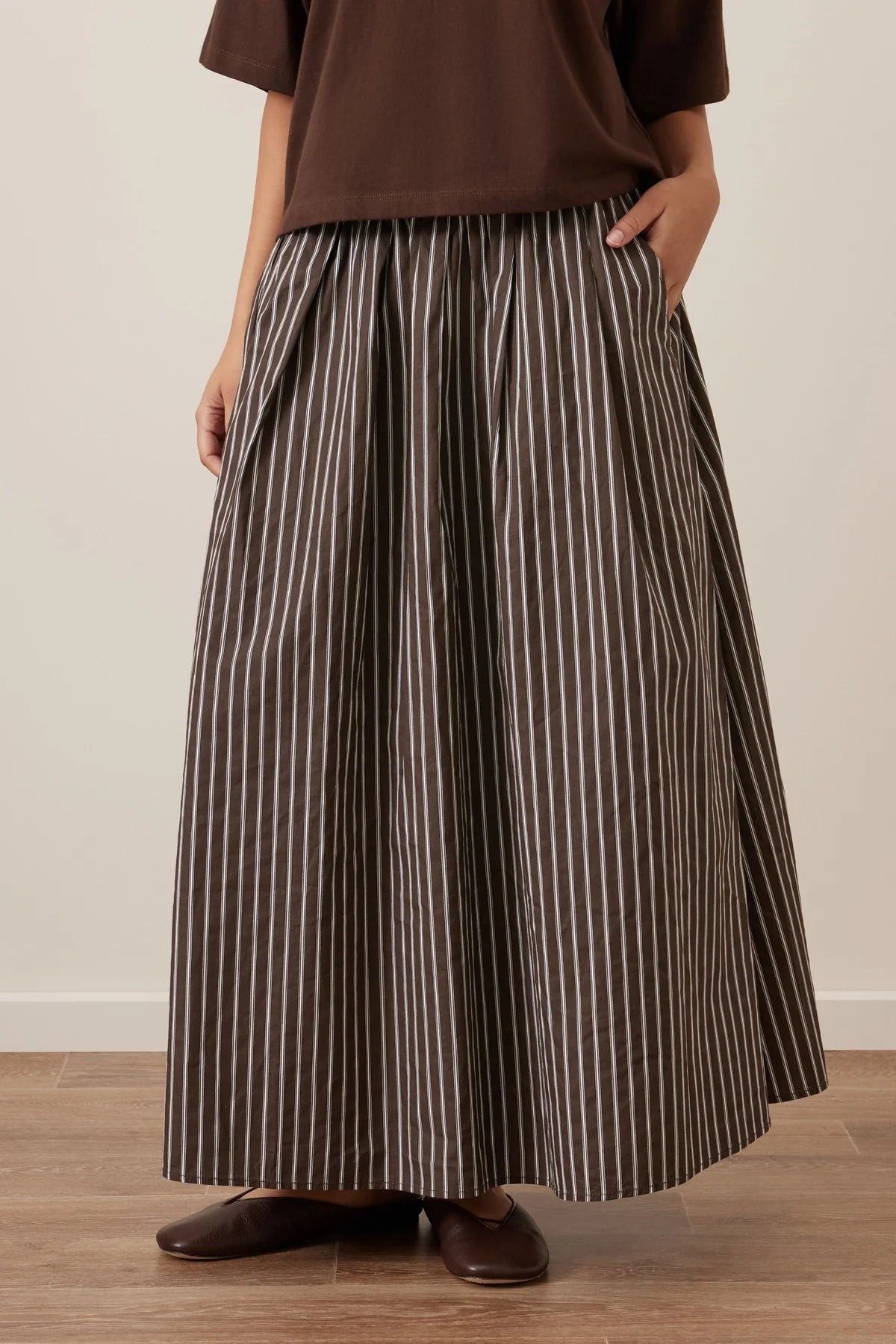 Florence Skirt in Chocolate White Stripe