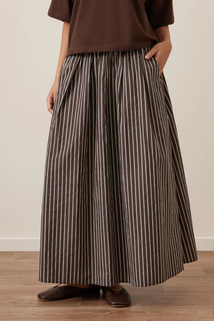 Florence Skirt in Chocolate White Stripe