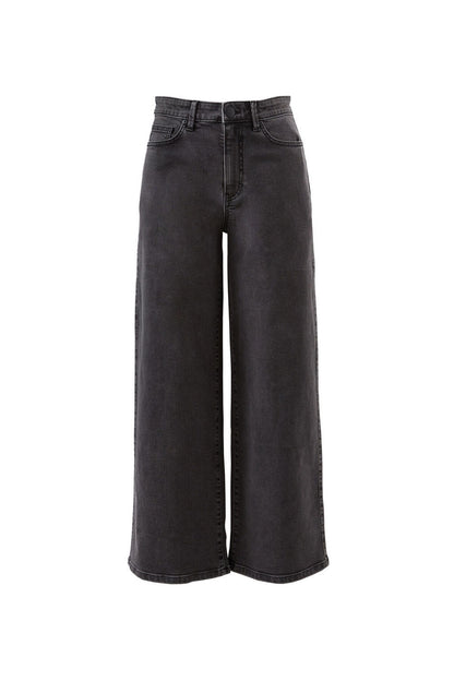Evie Wide Leg Jeans in Washed Black by Ceres Life