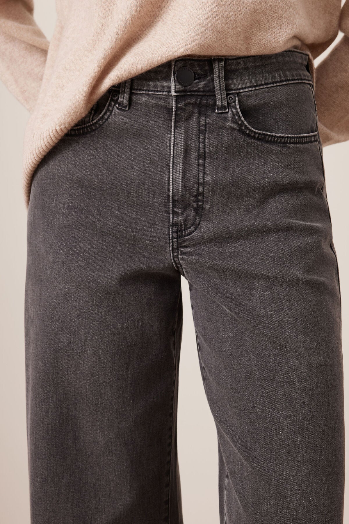 Evie Wide Leg Jeans in Washed Black by Ceres Life