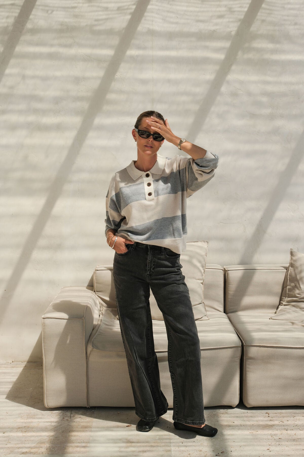 Evie Wide Leg Jeans in Washed Black by Ceres Life