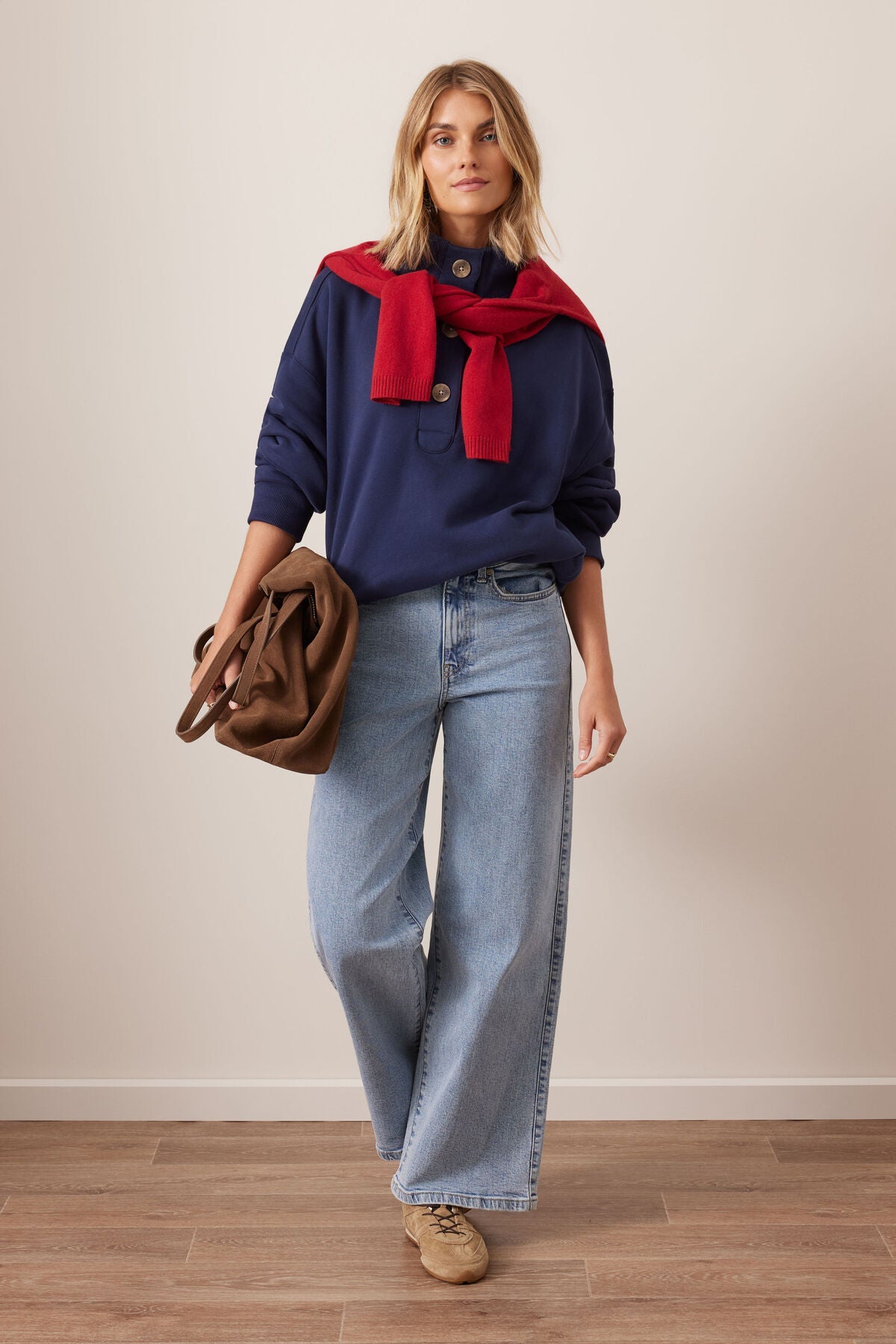 Evie Wide Leg Jeans in Mid Vintage Blue by Ceres Life