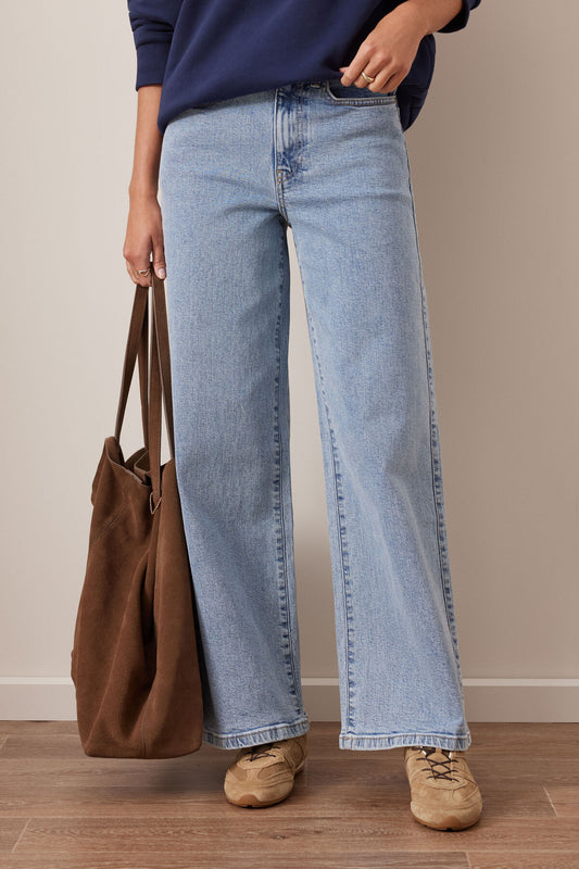 Evie Wide Leg Jeans in Mid Vintage Blue by Ceres Life
