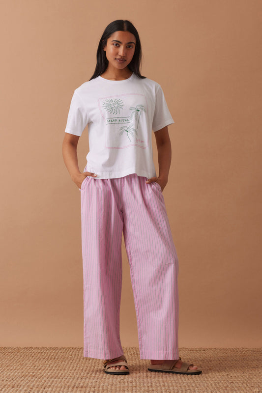 Ceres Life Lounge Pant in Hibiscus Pink Triple Stripe