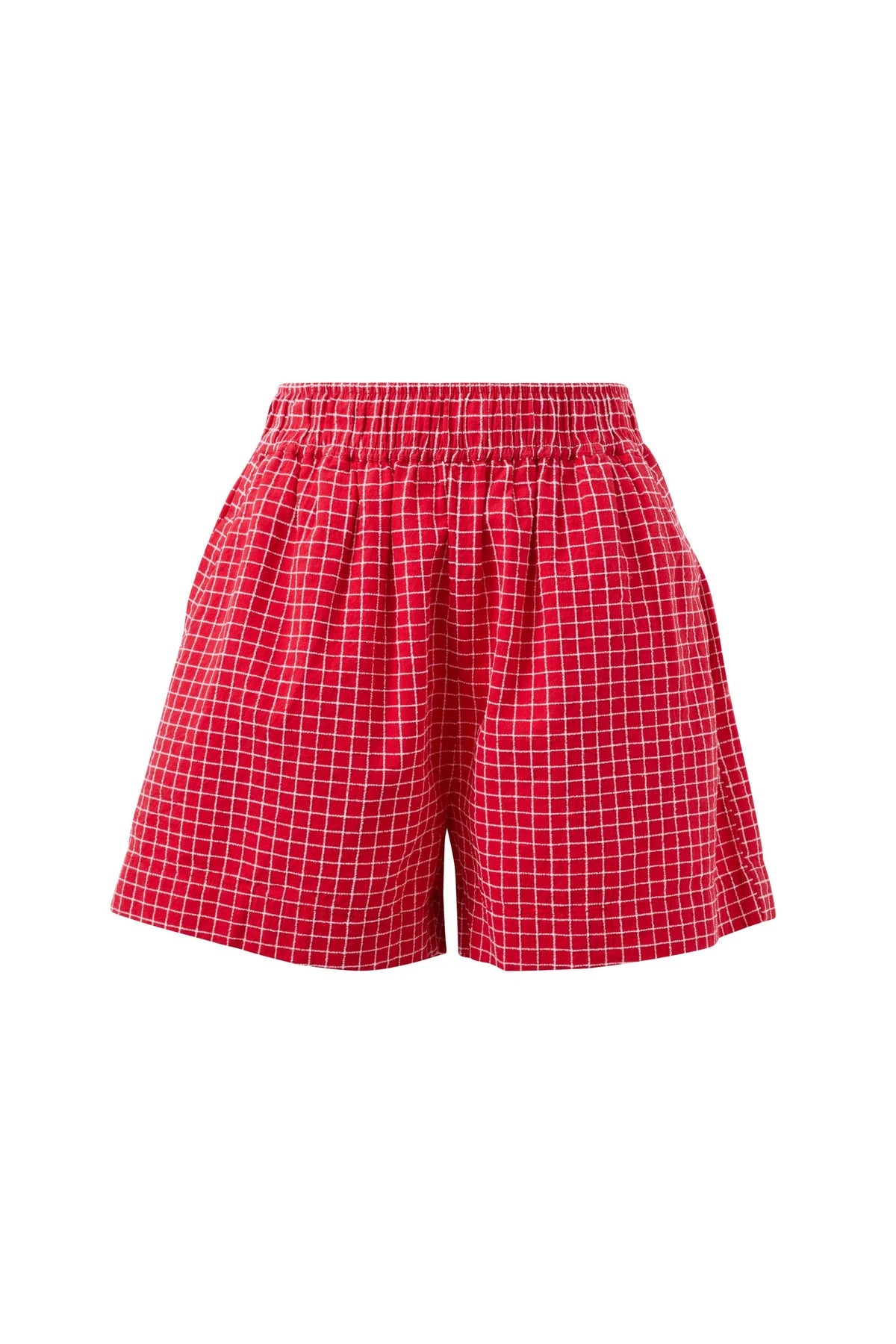 Mila Shorts in Textured Red Check