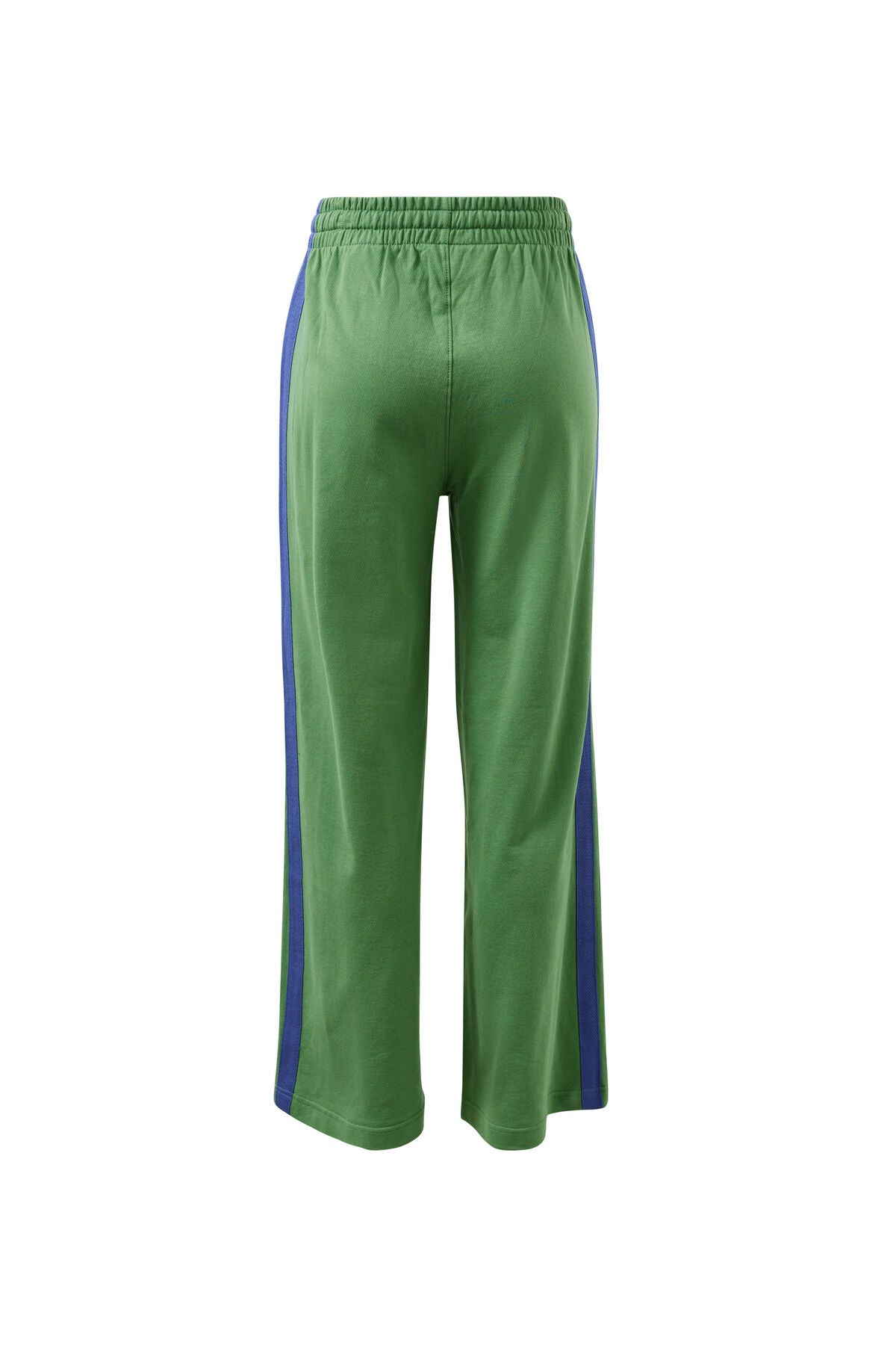 Gigi Wide Leg Terrty Tack Pants in  pistachio washed navy side stripe