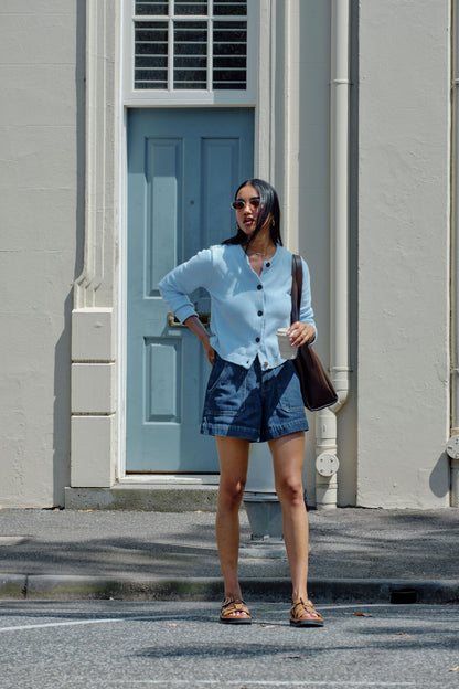 Ceres Life Nelly Long Sleeve Cardigan in China Blue