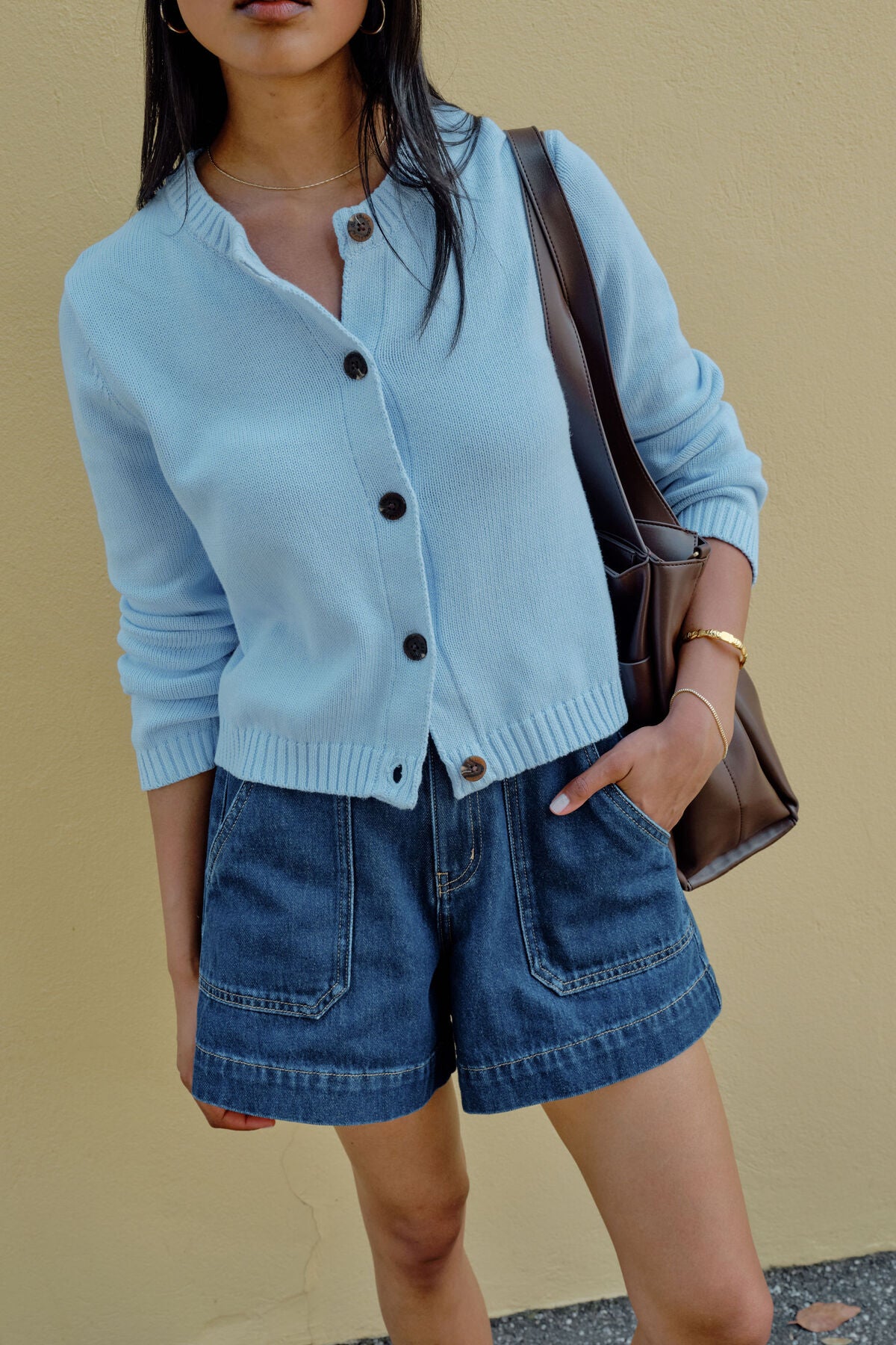 Ceres Life Nelly Long Sleeve Cardigan in China Blue