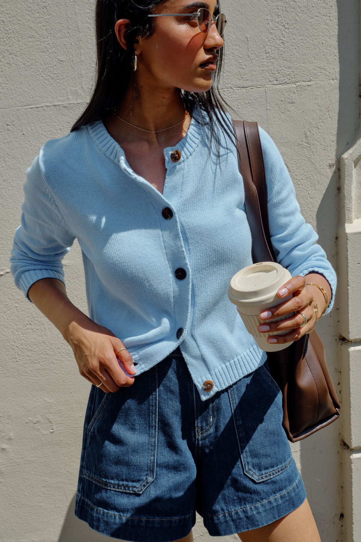 Ceres Life Nelly Long Sleeve Cardigan in China Blue